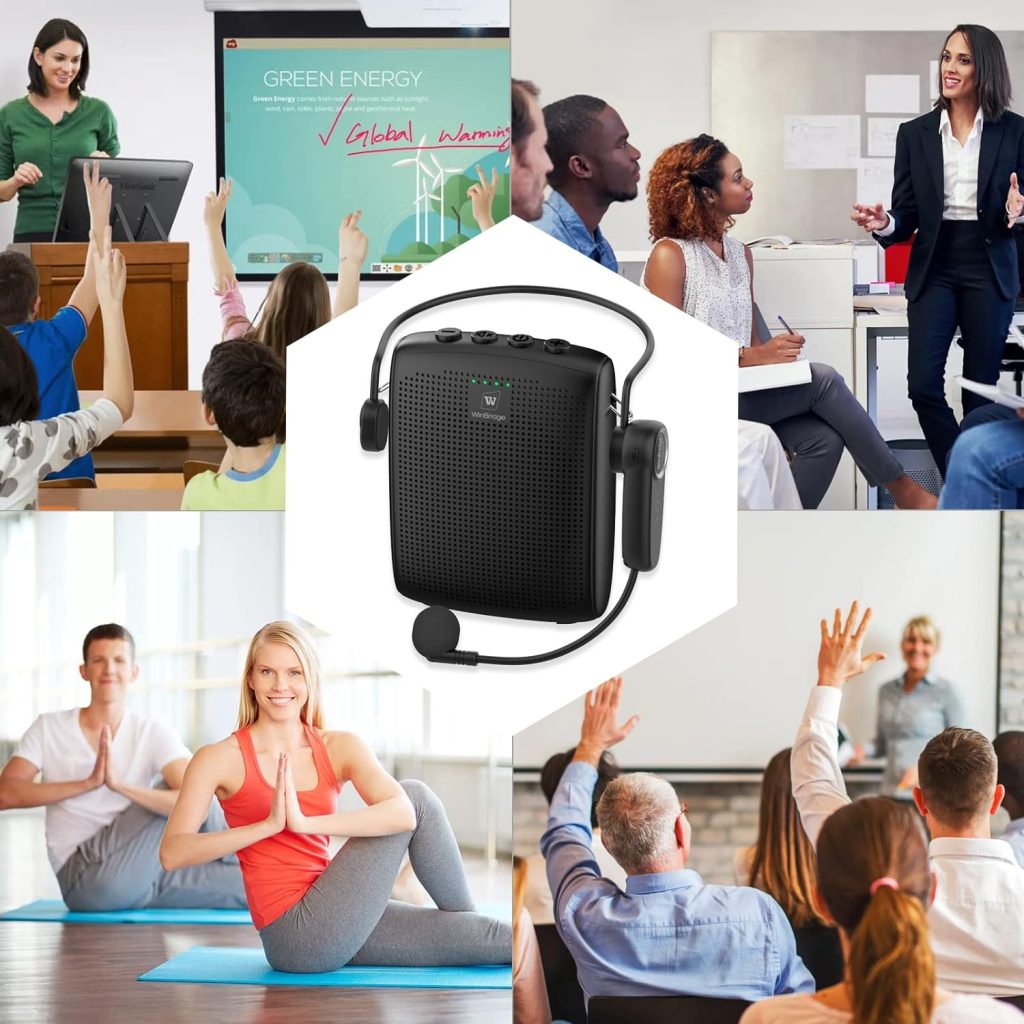 WinBridge Bluetooth Voice Amplifier for Teachers, Wireless Voice Amplifier with Bluetooth Headset Microphone, Portable Megaphone Speaker Headset System, Teacher Must Haves 15W/1500mAh WB002