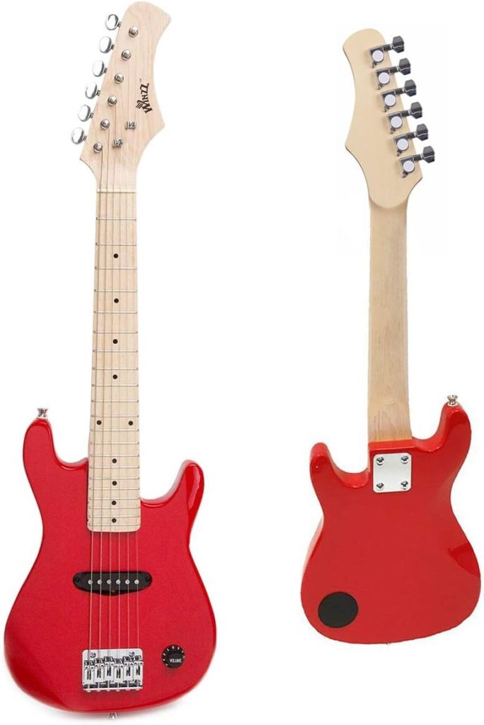 WINZZ EGM100 30 Inches Real Kids Electric Guitar with Beginner Kit, Right Handed, Red