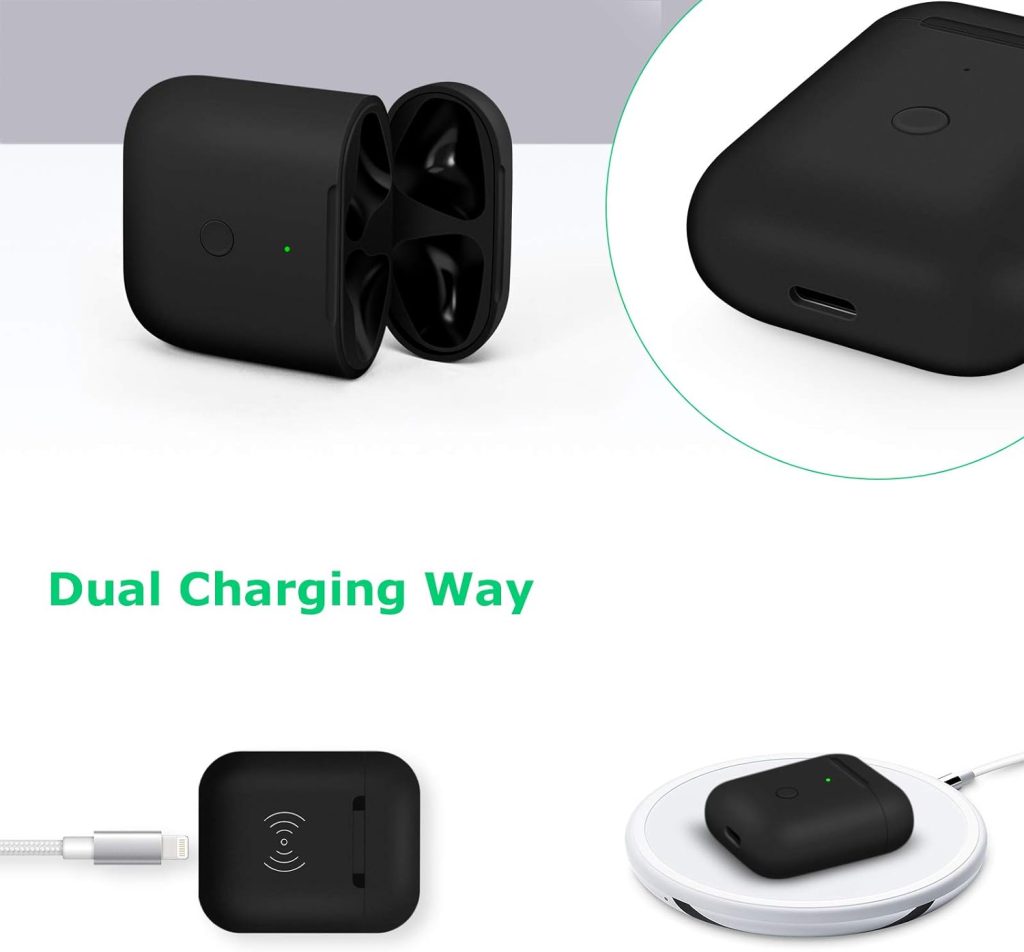 Wireless Charging Case Compatible with AirPods 1 2，Air pods Charger Case Replacement with Bluetooth Pairing Sync Button，no Aipods