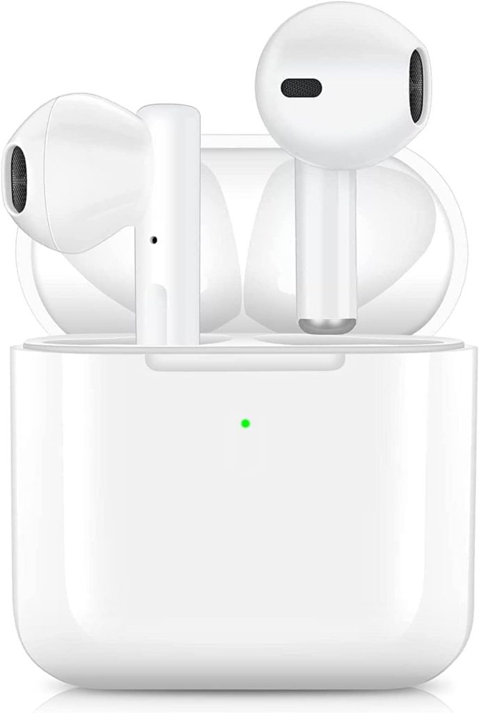 Wireless Earbuds Bluetooth Headphones IPX7 Waterproof Bluetooth Earbuds 25H Playtime Headset with Charging Case Wireless Bluetooth Earphones with Mic for iPhone/Samsung/Android (White)