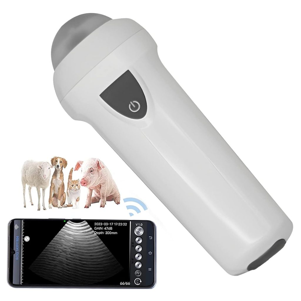 Wireless Portable Ultrasound Veterinary Pregnant Tester, Handheld Ultrasound Machine for Pig Dog Sheep, Rechargeable Wireless Veterinary Ultrasound Scanner with 3.5 MHz Mechanical Probe