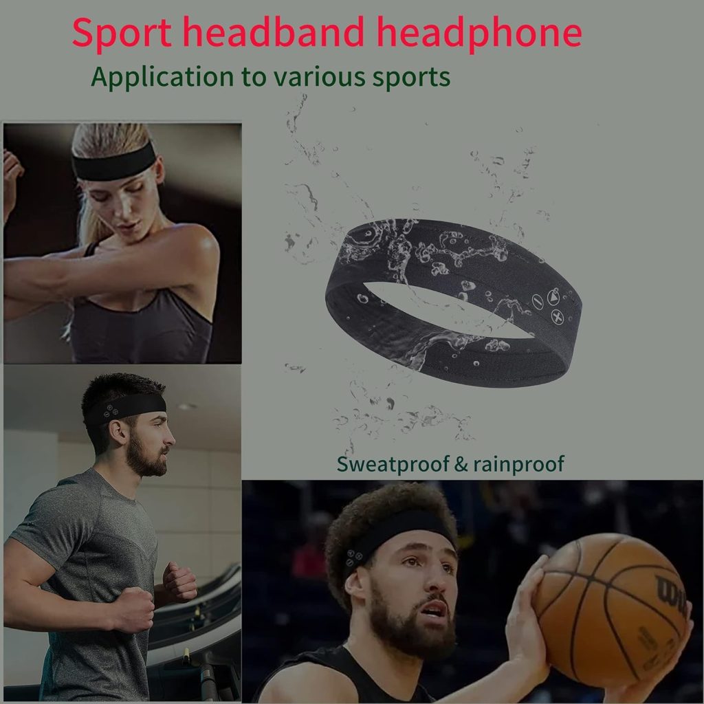 Wireless Sport Headband Headsets - Cozy Sweat Bands Music Headphones Sleep Mask Earphones with Mic  Stereo HD Speakers for Workout, Sleeping, Yoga, Running, Gift