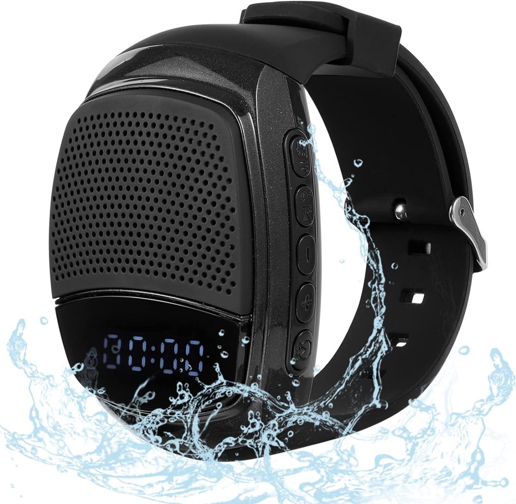 Wireless Wearable Wrist Portable Sports Bluetooth Speaker Watch with Timer Time Clock MP3 Player FM Radio Selfie Alarm Clock Stopwatch Countdown Watch Anti-Lost for Running, Hiking, Climbing