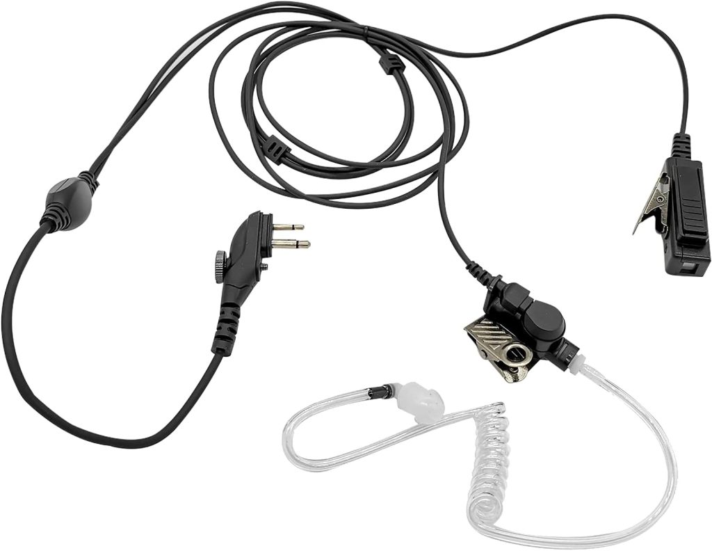 WODASEN BD502i Earpiece Acoustic Coil Tube Ear Piece Headset with PTT Mic for Hytera HYT BD502 BD552i PD502 PD402i PD482i PD562 TC-508 TC-580 TC-610 TC2100 RCA RDR2500 2550 2600 XR150 Walkie Talkie