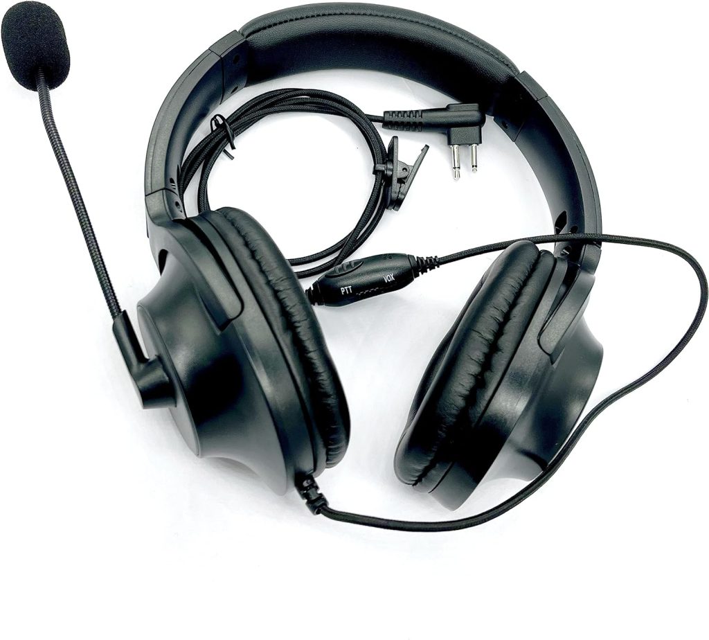 WODASEN Noise Cancelling Overhead Headset with Boom Mic PTT VOX Microphone Push to Talk Headphone 2 Pin Walkie Talkie Earpiece for Motorola CP200D CLS1410 RDM2070D BPR40 RDU4100 RDV5100 Two Way Radio