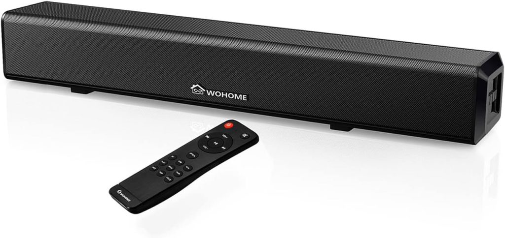 Wohome Small Sound Bars for TV, 50W 16-Inch Ultra Slim Mini Surround Soundbar Speakers System with Wireless Bluetooth 5.0 Optical AUX USB Connection, 5EQs, for 4K  HD TVs, Model S66 (16INCH)