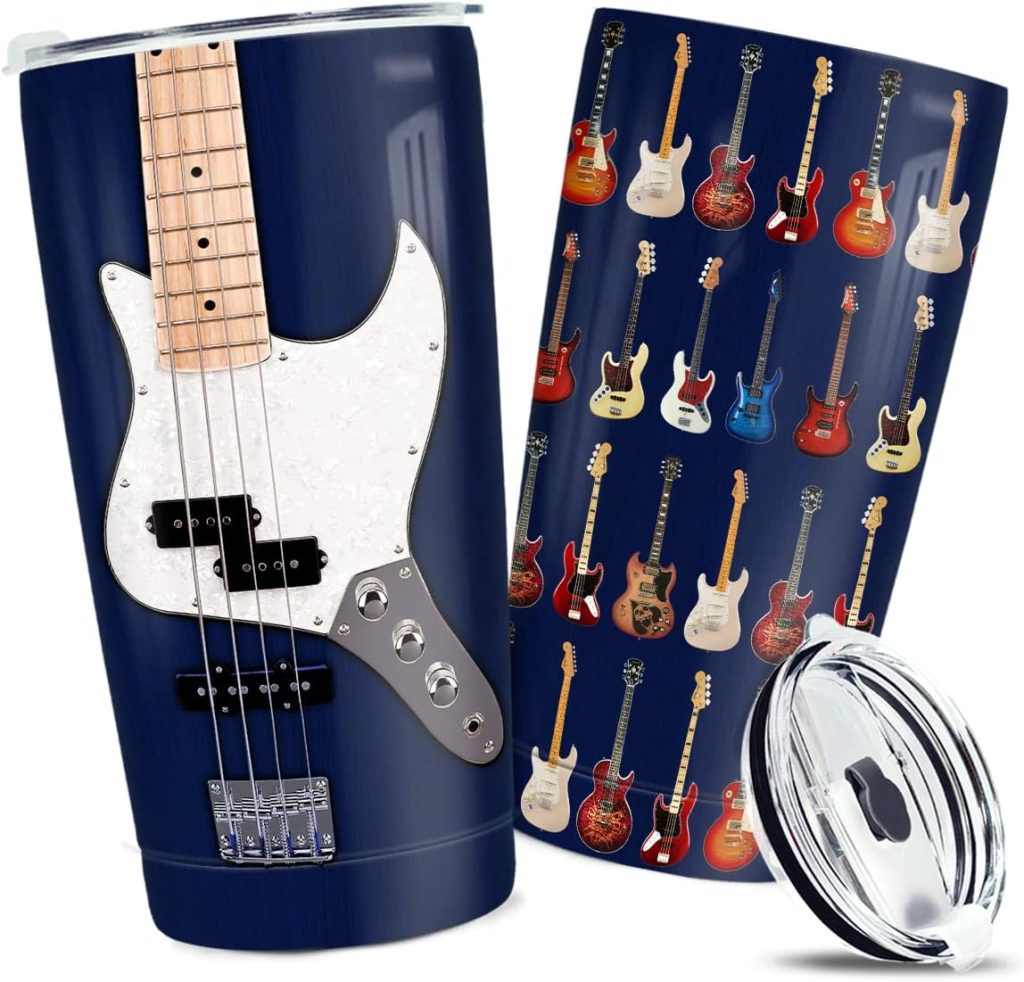wowcugi Guitar Gifts Electric Guitar Tumbler Guitarist Gifts Stainless Steel Insulated 20oz Coffee Cups For Men Women Musician Lovers Players Christmas Birthday Accessories Gift