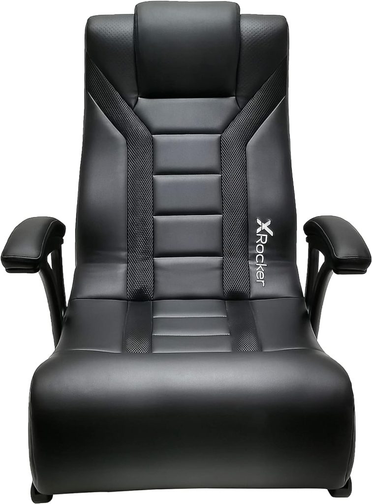 X Rocker Jynx Floor Gaming Chair, Headrest Mounted Speakers, 2.1 Bluetooth Audio System, Wireless, Recliner with Padded Armrest, 5111601, 37.01 x 22.83 x 34.65, Black