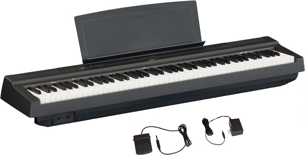 YAMAHA P125 88-Key Weighted Action Digital Piano with Power Supply and Sustain Pedal, Black