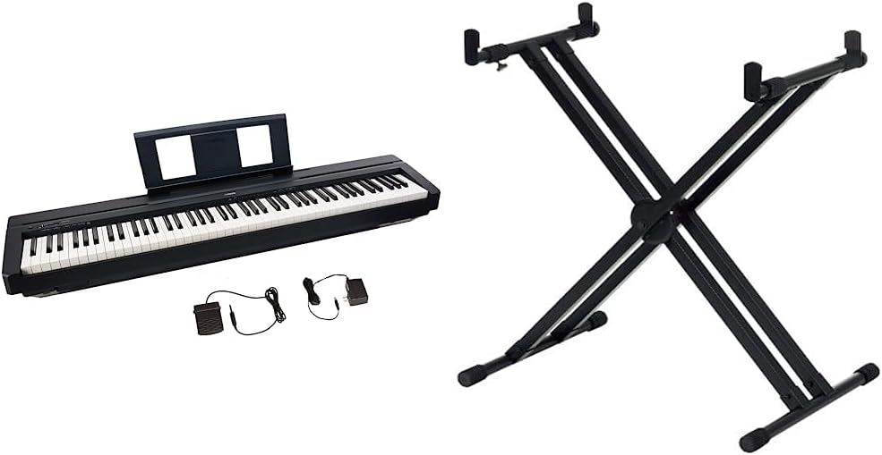 Yamaha P45 88-Key Weighted Digital Piano  YKA7500 Professional Double X Style Keyboard Stand