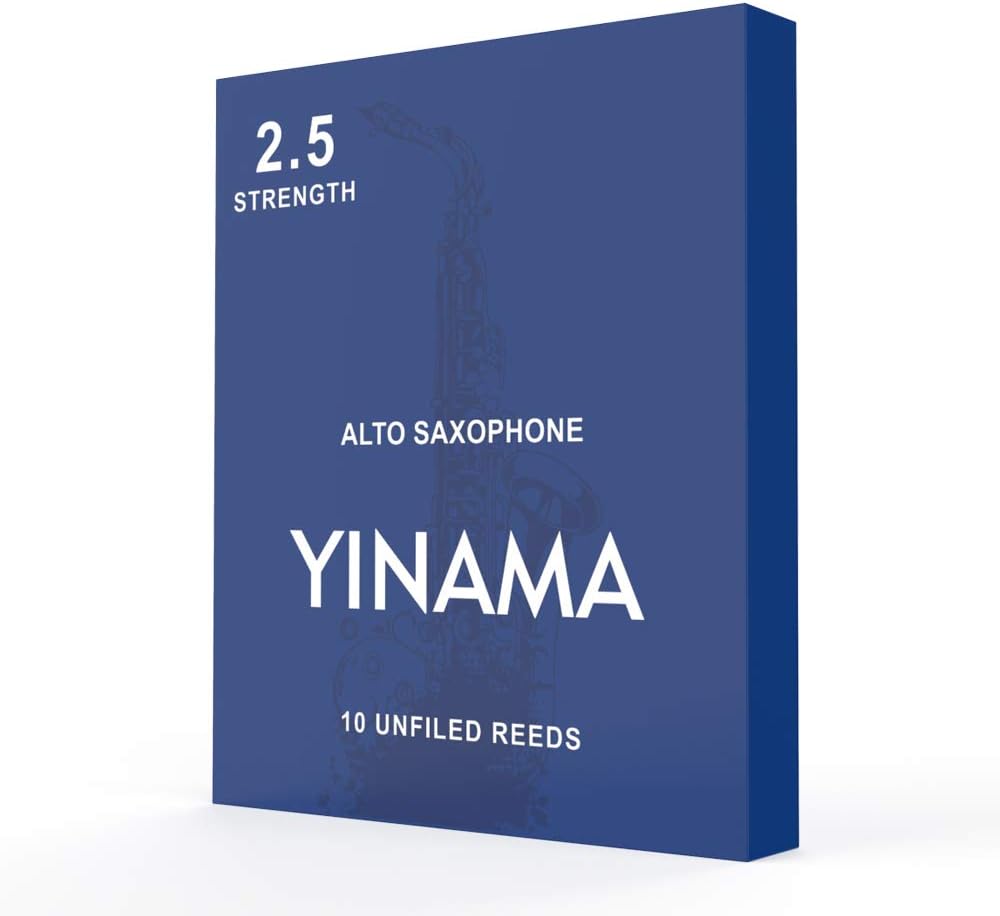 Yinama Alto Saxophone Reeds for Alto Sax Strength 2.5; Box of 10