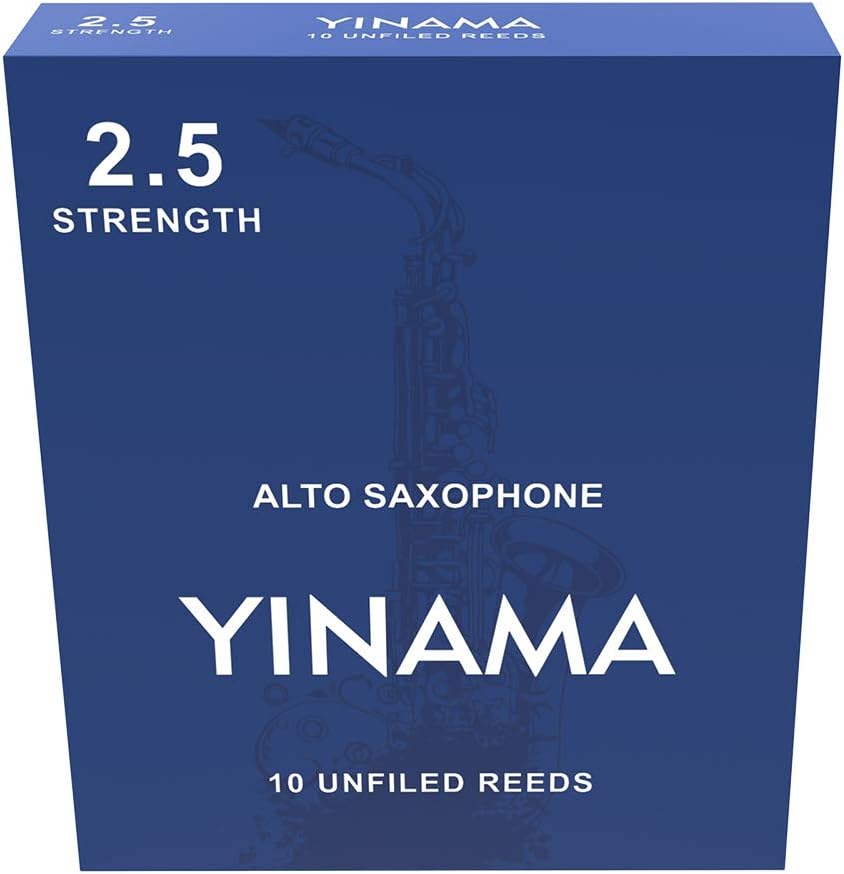 Yinama Alto Saxophone Reeds for Alto Sax Strength 2.5; Box of 10