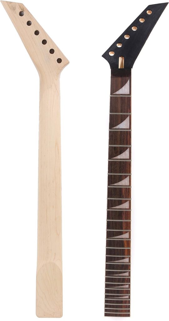 Yinfente Unfinished Electric Guitar Neck Replacement 24 Fret 25.5 Inch Maple wood Fretboard (blackhead)