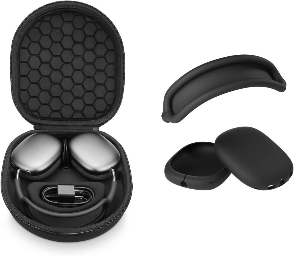 Yinke Smart Case for AirPods Max Headphones Supports Sleep Mode, with AirPods Max Silicone Earpad Cover and Headband Cover Anti-Scratch Accessories, Hard Organizer Portable Carry Travel