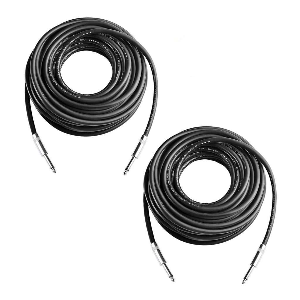 Yoico 2Pcs 50 Feet Professional 1/4 to 1/4 Speaker Cables, Pair 50 ft 12 Gauge 1/4 Male Inch Audio Amplifier Connection Heavy Duty Cord Wire