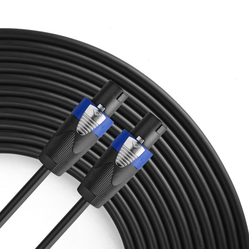 Yoico Pro 50 Feet 12AWG Speakon to Speakon Cable - Heavy Duty 50ft 12 Gauge Speaker Wire Cord with Twist Lock for Audio Amplifier - Single