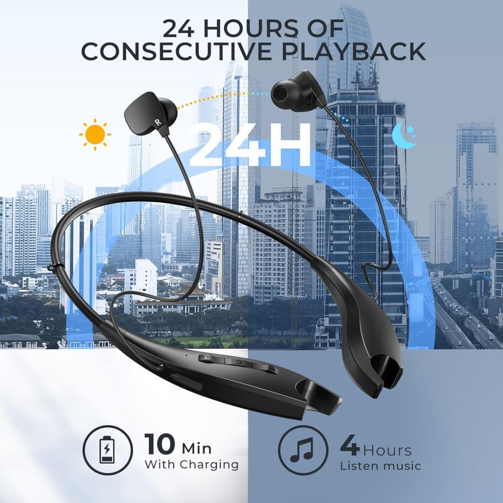 YOSDOM Bluetooth Headphones, Neckband Headphones 24H Playback, Around The Neck with Vibrate, Noise Cancelling Microphone, IPX7 Waterproof, for Sports/Conference