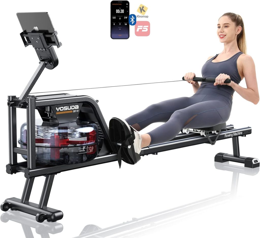 YOSUDA Magnetic/Water Rowing Machine 350 LB Weight Capacity - Foldable Rower for Home Use with Bluetooth, App Supported, Tablet Holder and Comfortable Seat Cushion