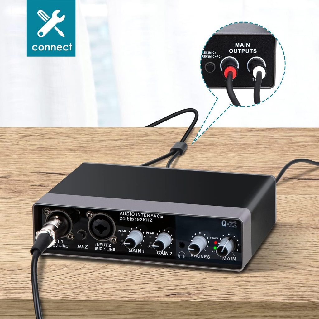 YOUSHARES USB Audio Interface for Recording Music, AudioBox Mic Preamps 48v 2 Channel for Streaming and Podcasting Recording