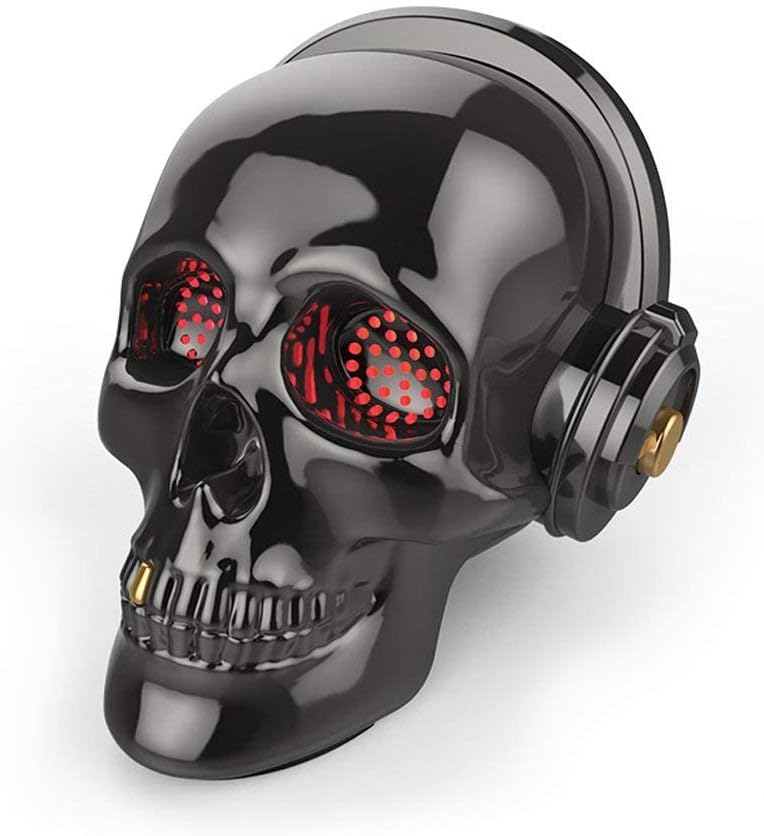YSEECHENS Skull Bluetooth Speaker Novelty Skeleton Unique Wireless Portable Speakers with Eyes Lights (Gray)