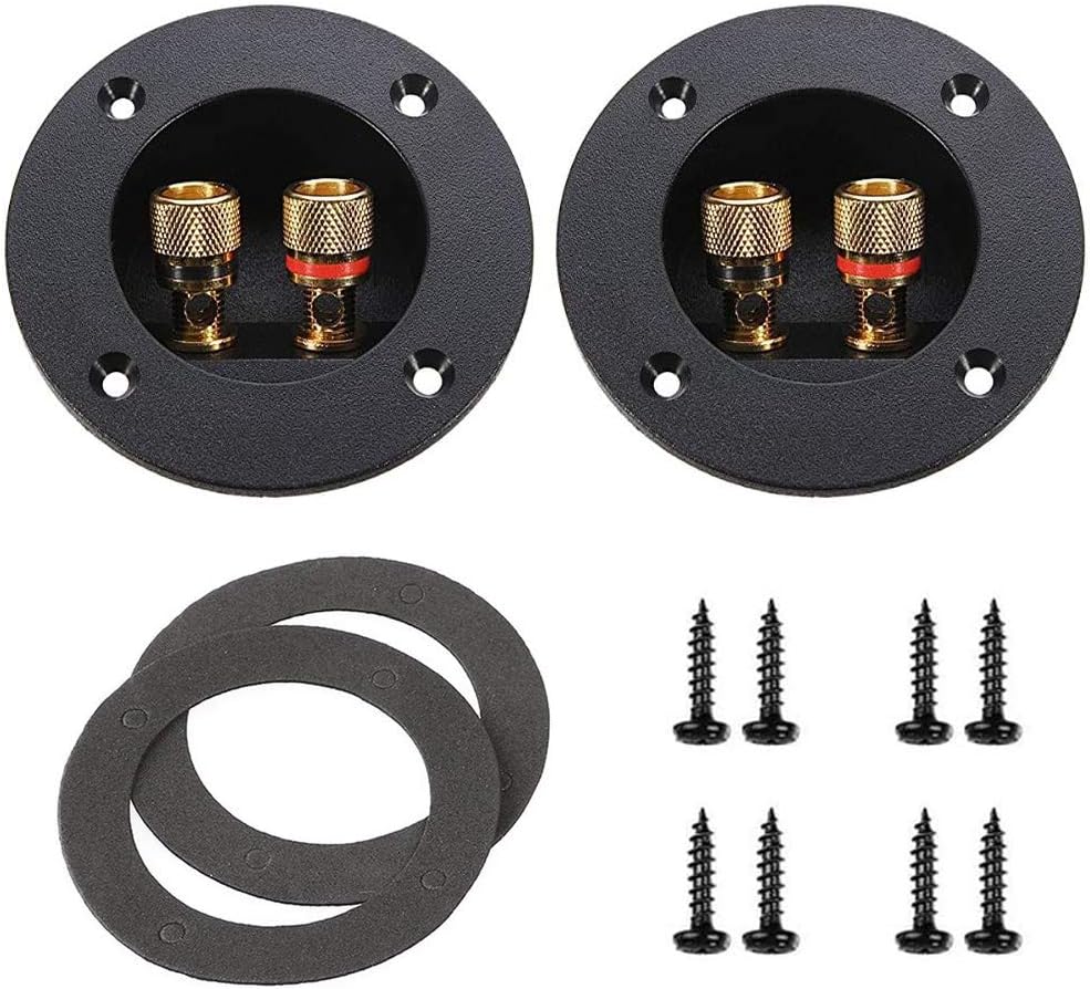 YTYKINOY 2 Pcs Black 3 Round 2-Way Speaker Box Terminal Binding Post Screw Cup Connector Subwoofer Plug