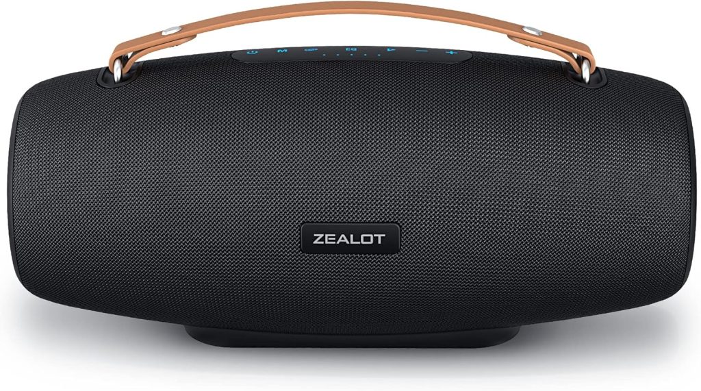 ZEALOT Bluetooth Speakers, 75W Speakers Bluetooth Wireless,Portable,Outdoor,IPX6 Waterproof Speaker,14,400MAh Big Battery,BassUp Technology,20H Play,EQ,TF,AUX,Speakers for Party,Camping,Black