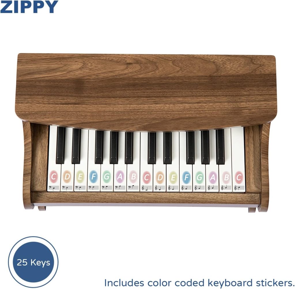 ZIPPY Kids Piano Keyboard, 25 Keys Digital Piano for Kids, Mini Music Educational Instrument Toy, Wood Piano for Toddlers Girls Boys : Toys  Games