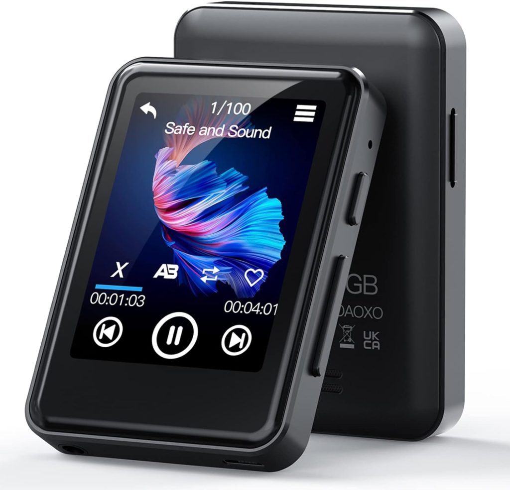 ZOOAOXO 64BG MP3 Player Bluetooth 5.2 with 2.4 Full Touch Screen,Portable Music Player with Speaker, HiFi Sound Quality, E-Book, Alarm Clock, Radio, Voice Recorder, Headphones Included