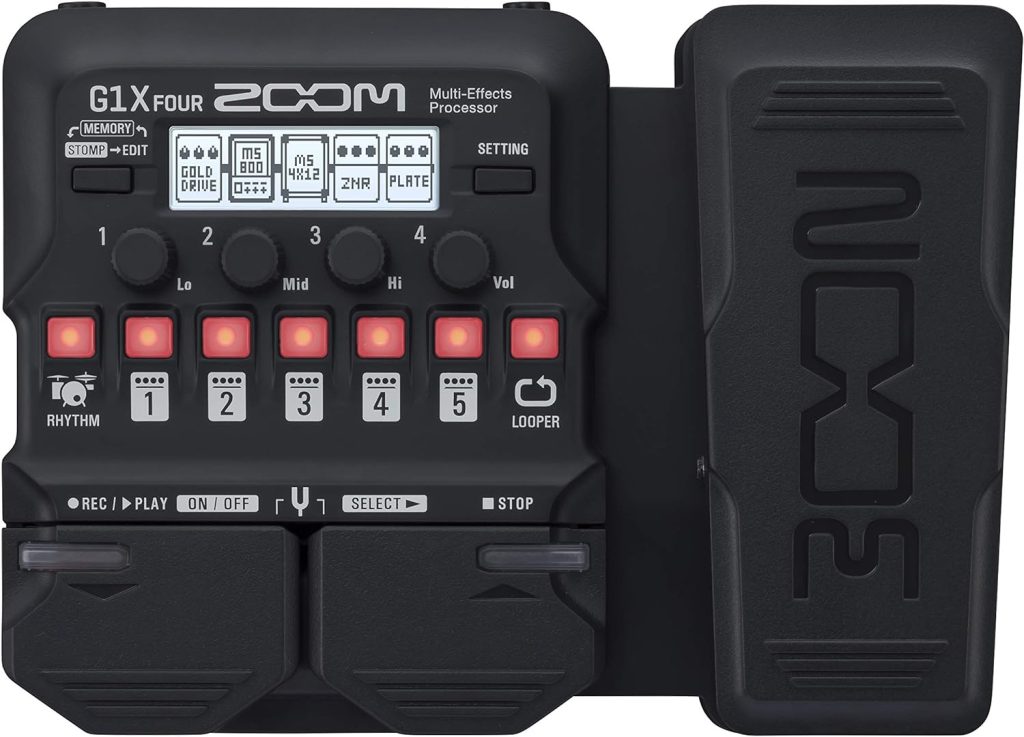 Zoom G1X FOUR Guitar Multi-Effects Processor with Expression Pedal, With 70+ Built-in Effects, Amp Modeling, Looper, Rhythm Section, Tuner, Battery Powered