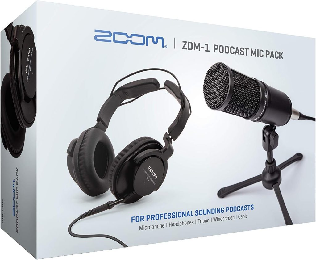 Zoom ZDM-1 Podcast Mic Pack, Podcast Dynamic Microphone, ZHP-1 Headphones, TPS-4 Tripod, Windscreen, 2-Meter XLR Cable, for Recording  Streaming Podcasts