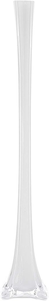 Zucker Eiffel Tower Vase - 24 Inch Vases for Wedding Centerpiece - Tall Glass Vases for Centerpieces, Long Skinny Vase Base Glass for Flowers and Decorations, Flute Vase - White