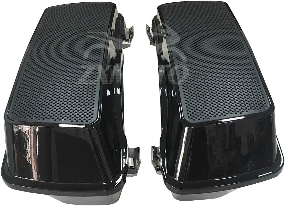 ZXMOTO Vivid Black Hard Saddlebags w/ 6x9 Dual Speaker Lids w/Black Latch  Keys Fits For 1994-2013 Harley Touring Models,Road King,Road Glide,Street Glide,Electra Glide
