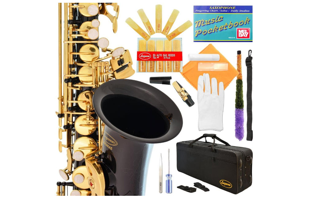 Lazarro Professional Black-Gold Keys Eb E Flat Alto Saxophone