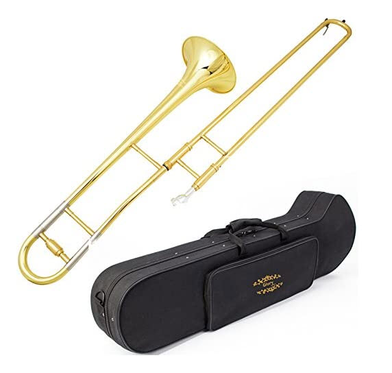 Glory GTD-2 B Flat Brass Trombone with Case & 12C Mouthpiece