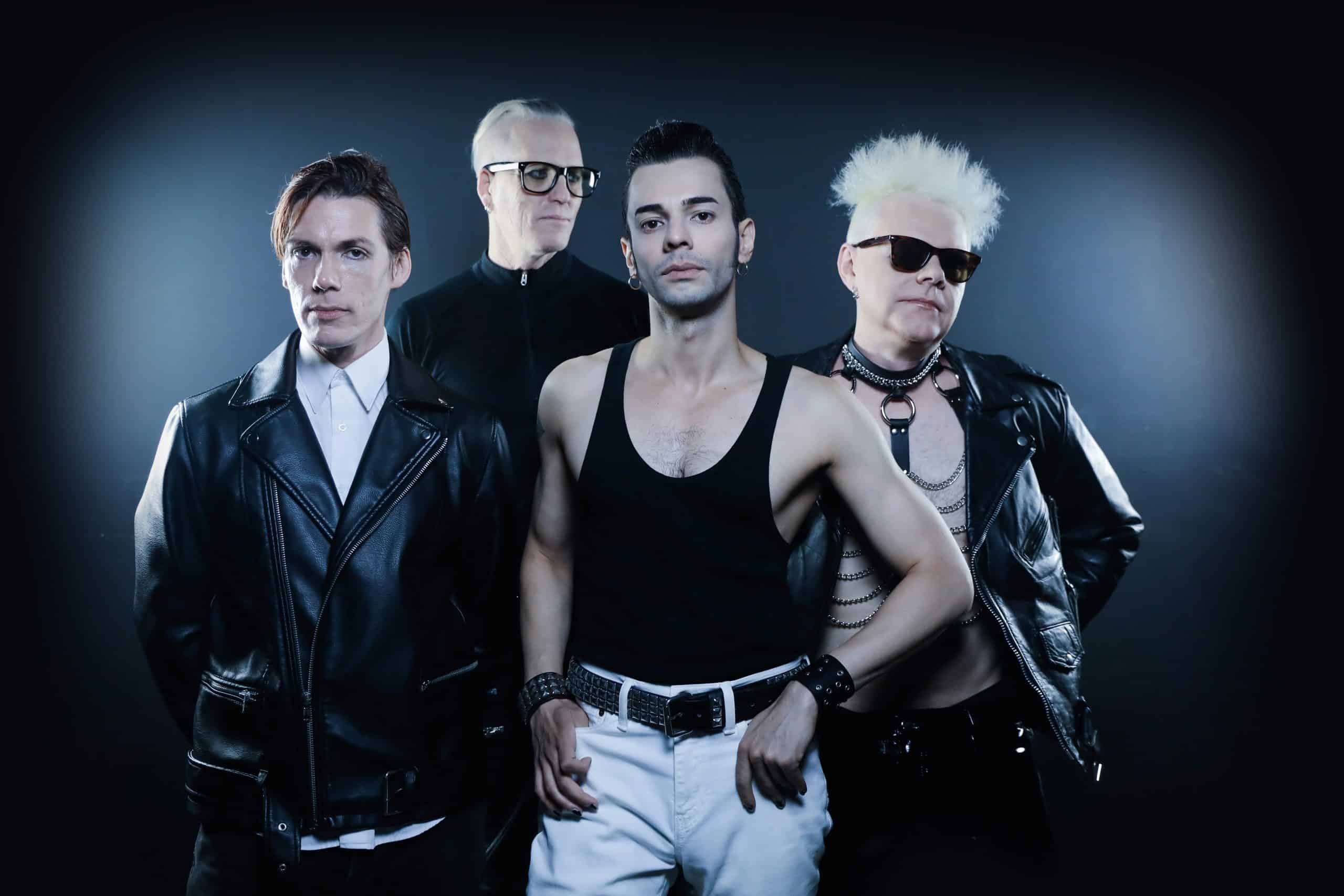 English synthpop band Depeche Mode, 1990. From left to right, they